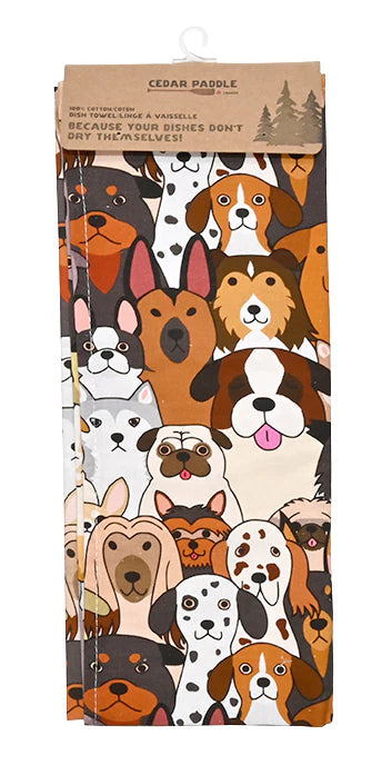 Dog Crowd Cotton Tea Towel