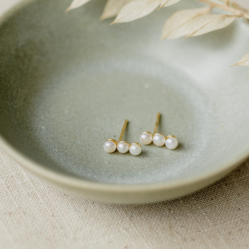 Trio Studs - Mother of Pearl/ Gold Plated