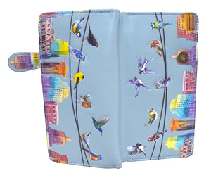Birds on a Wire Long Wallet - Blue
