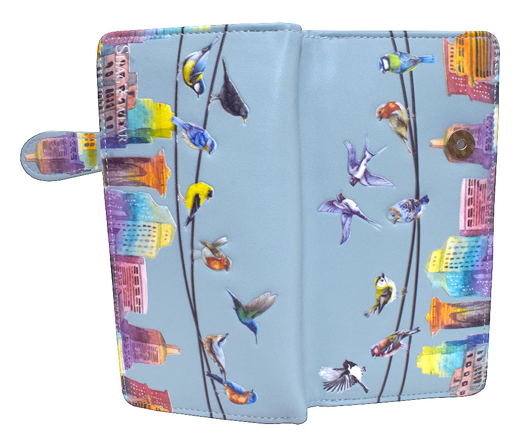 Birds on a Wire Long Wallet - Blue