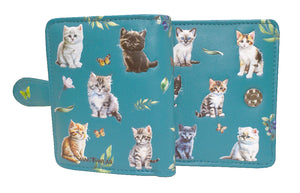 Kitten Garden Small Wallet - Teal