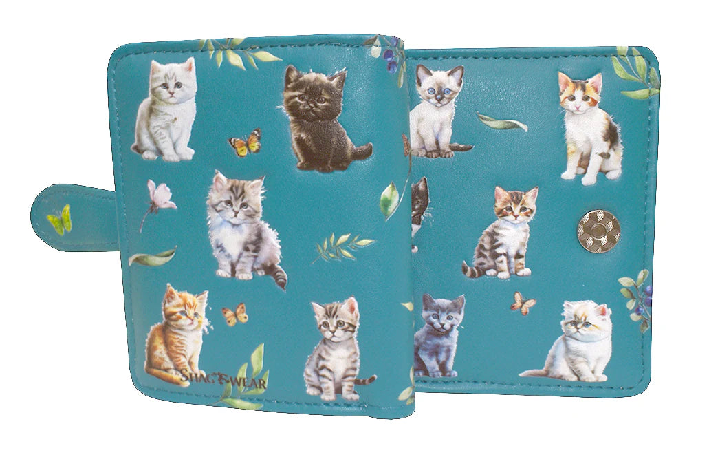Kitten Garden Small Wallet - Teal