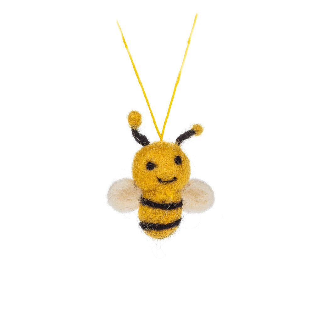 fair trade wool bee ornament