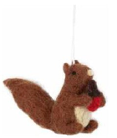 Brown Felt Mini Squirrel Ornament