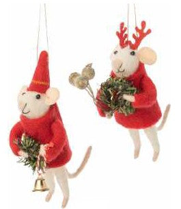 Felt Mouse Ornament - 2 assorted