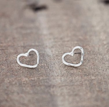 Amore Open Heart Stud - Silver Plated