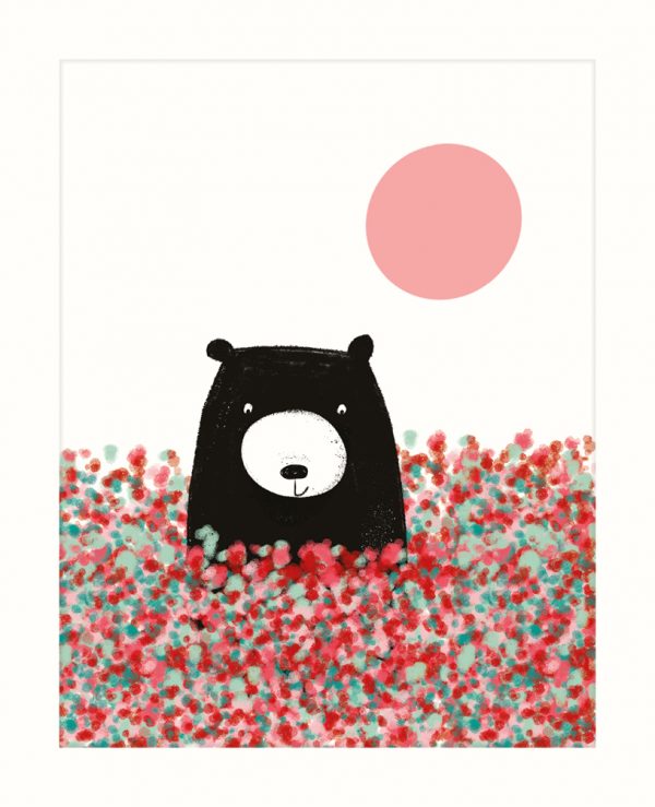 Bear in Field of Flowers Blank Card