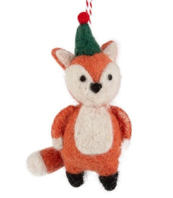 Felt Fox in Hat Ornament