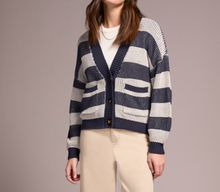 Load image into Gallery viewer, Thick Stripe Sweater Cardi - Sapphire (Tribal)
