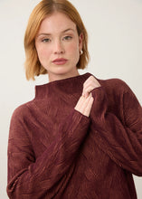 Load image into Gallery viewer, Two-Tone Cotton Funnel Neck Sweater - Fig/Blush (FDJ)

