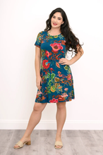 Load image into Gallery viewer, Tee Dress - Teal Fantasy (Blue Sky)
