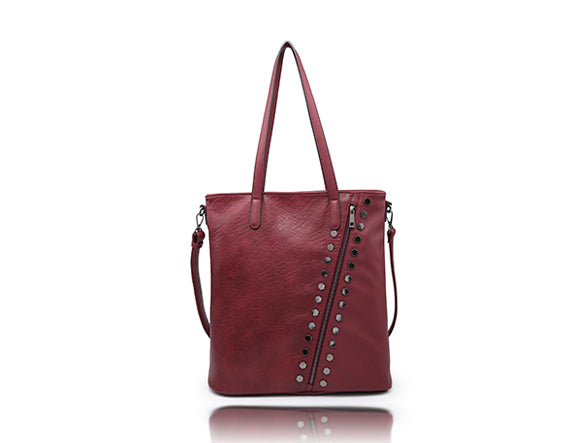 Belinda Stud Tote - Burgundy (LaVolta)