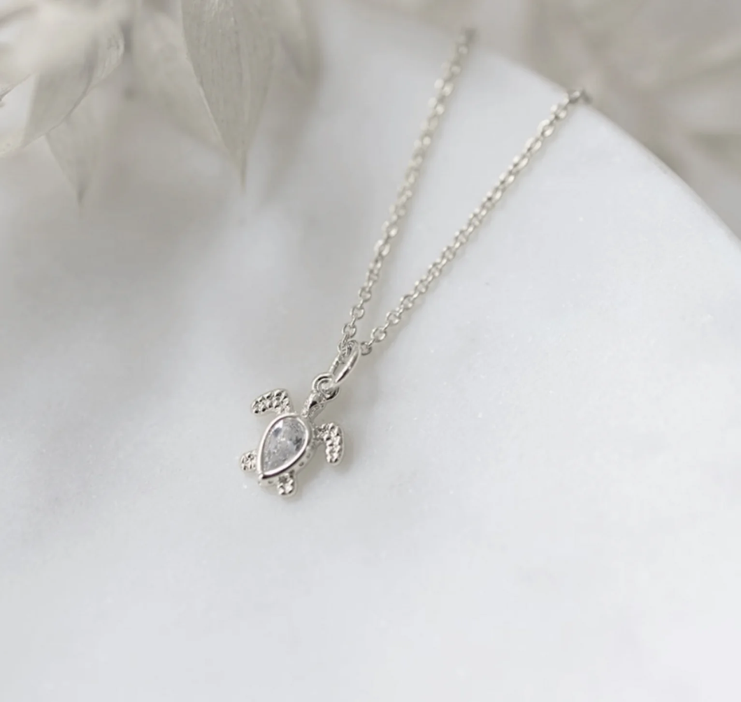 Turtle Treasure Necklace - Silver Plated