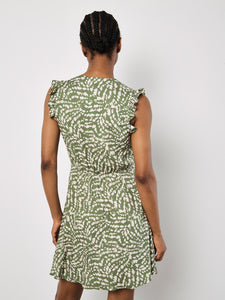 Spot Ruffle Slvls Dress - Green (Apricot)