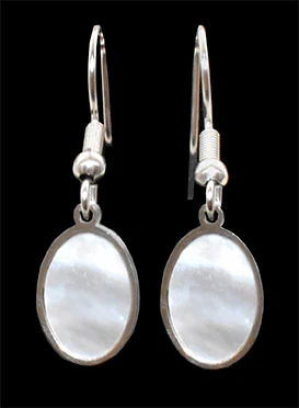Mother of Pearl Oval Earrings - Stainless Steel