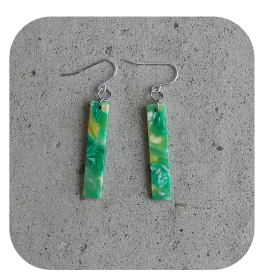 Green Swirl Stick Earring - Torched