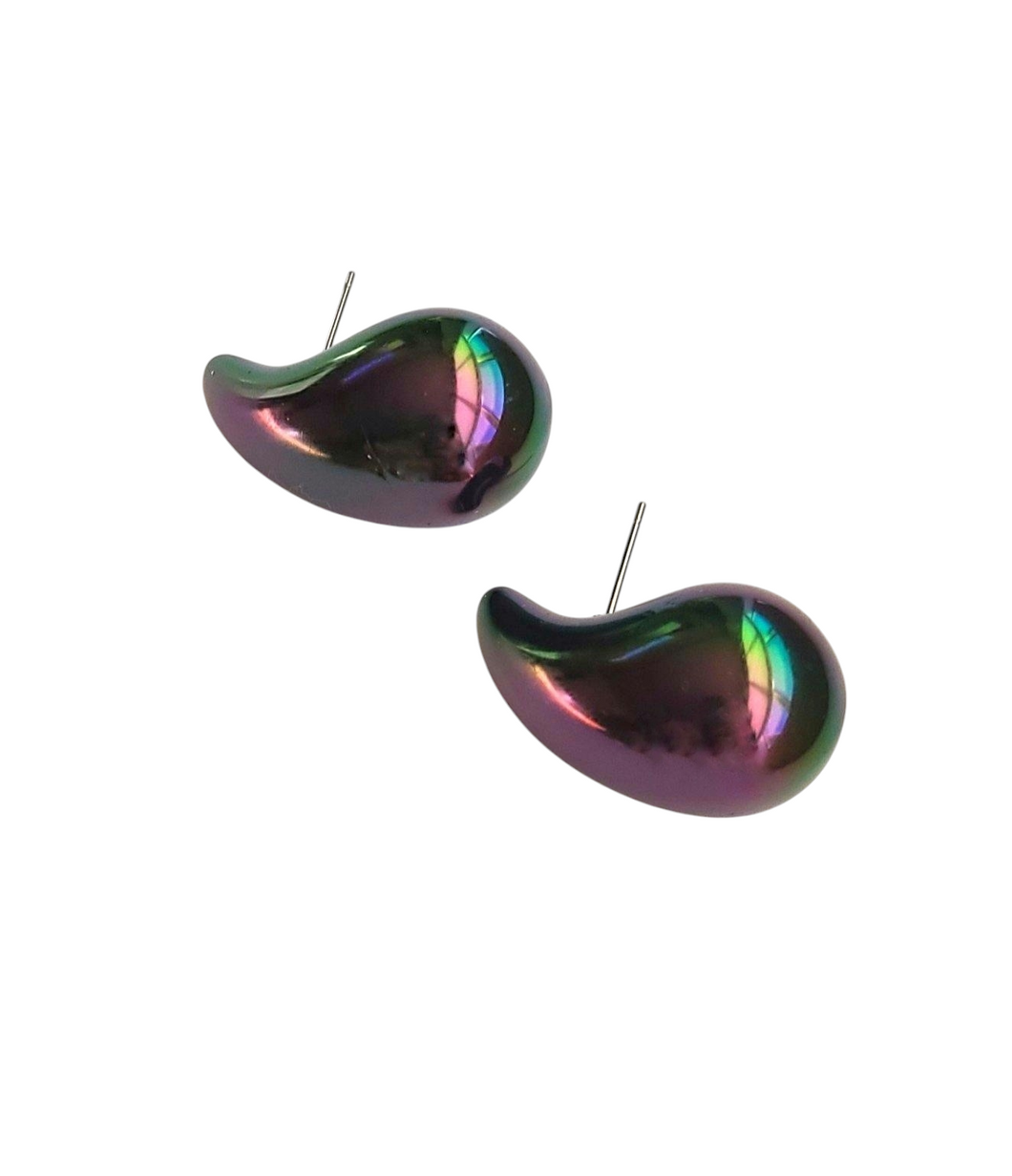Indigo Dark Iridescent Earrings (Bambu)