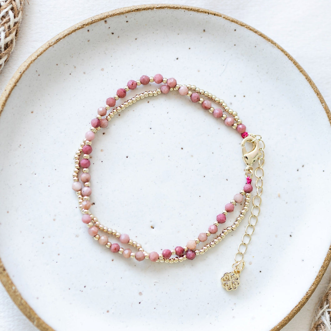 Brilliant Always Bracelet - Gold with Pink Rhodonite