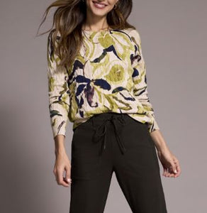 Light Knit Printed Cable Crew - Leek (Tribal)