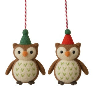 Wool Owl in Hat Ornament
