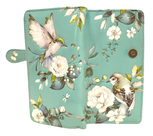 Garden Birds Long Wallet - Aqua