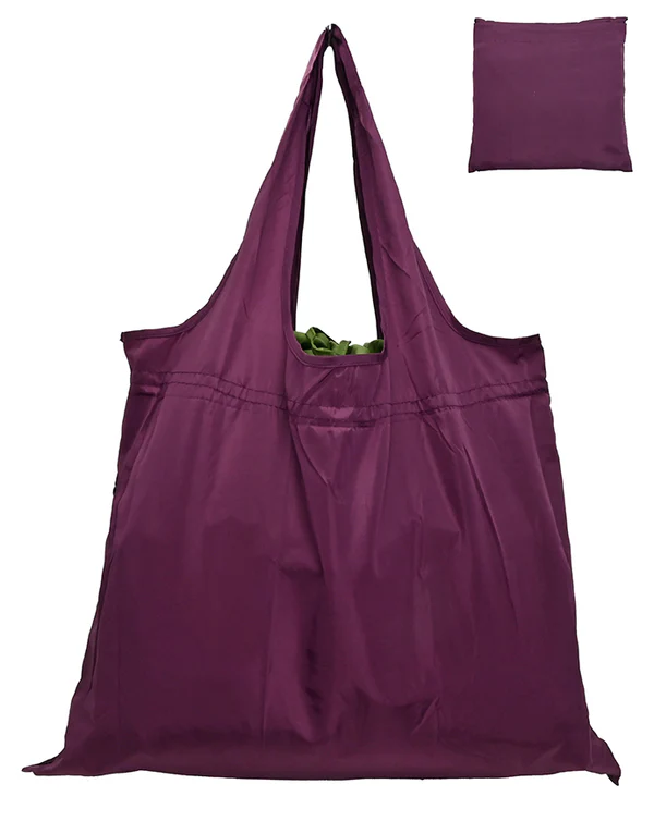Drawstring Foldable Reusable Shopper - Purple