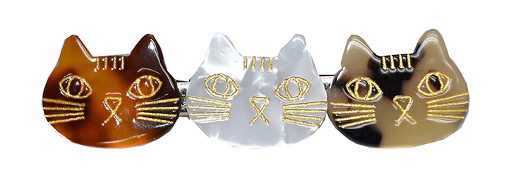 Trio Cats Hair Clip - Brown Tortie Mix