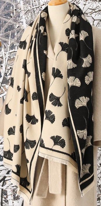 Ginko Jacquard Scarf - Black