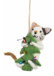 Felt Calico Cat on Christmas Tree Ornament