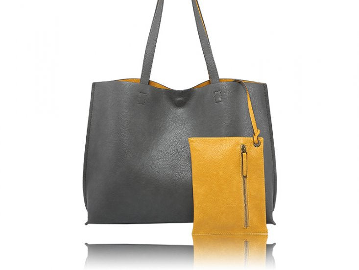 Daniella Tote - Charcoal/Mustard