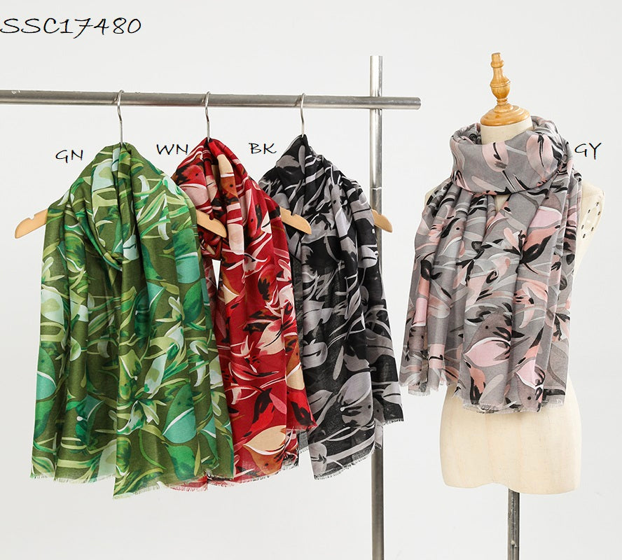 Painted Leaf Lightweight Scarf