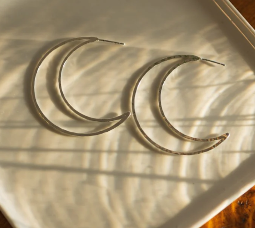 Moonwake Hoops - Silver Plated