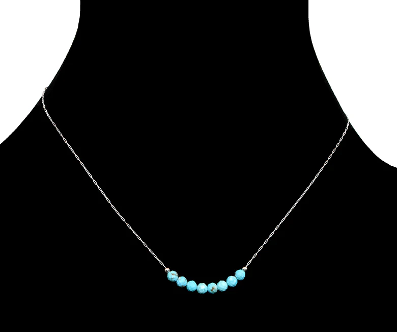 8Stone Magnesite Round Beads Necklace stainless steel