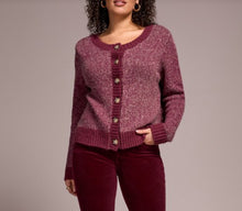 Load image into Gallery viewer, 2 Tone Button Up Cardi  - Wine (Tribal)
