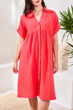 Load image into Gallery viewer, Flowy Waffle Shirt Dress - Coral Red (Tribal)
