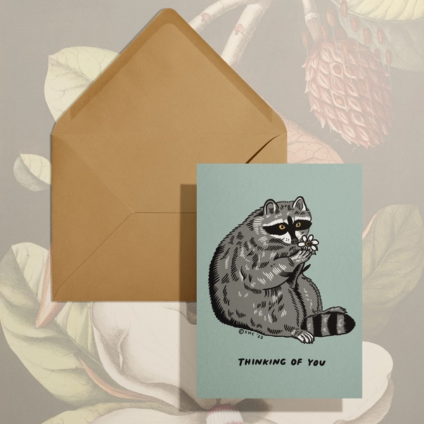 Thinking of You Raccoon Card