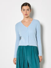 Load image into Gallery viewer, Ribbed Scallop Hem Cardigan - Blue (Apricot)
