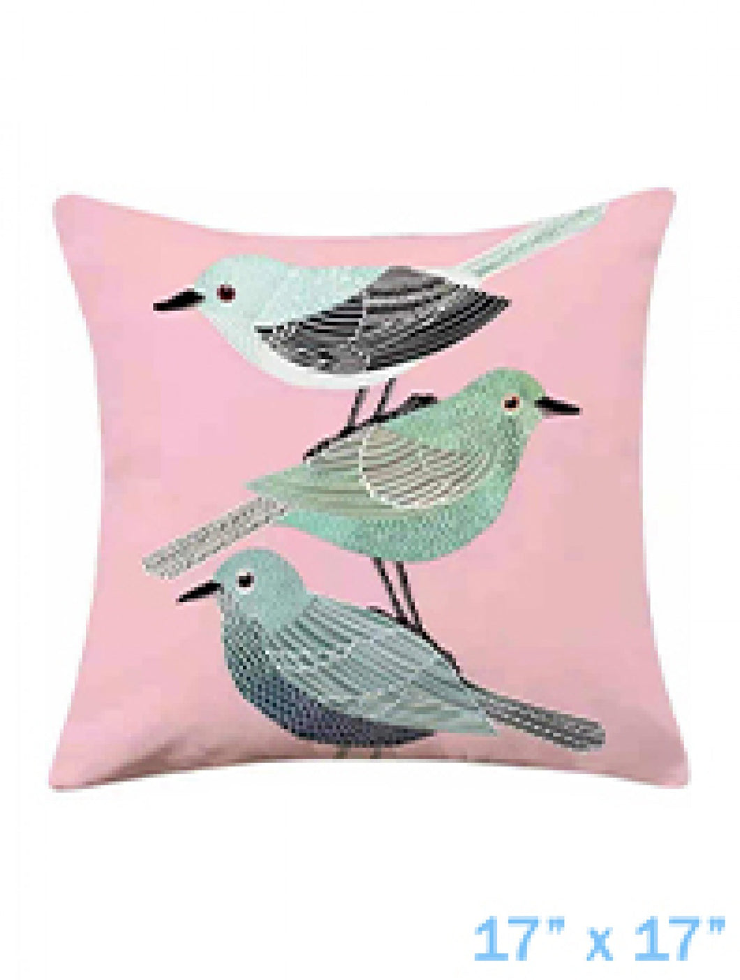 Stacked Blue Bird Cushion - Pink