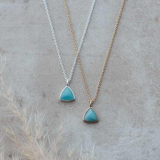 Elsie Triangle Necklace - Gold w/ Amazonite
