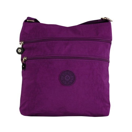 Double Zip Nylon Purse - Purple