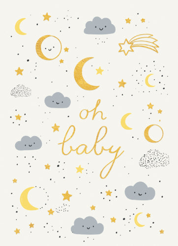 Moon and Stars Baby Card