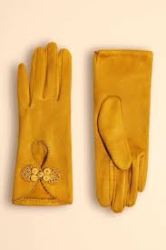 Powder Suki Faux Suede Gloves - Mustard