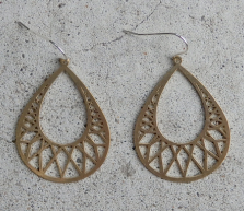 Facet Drops Cutout Brass Earring - Torched