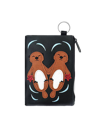 Otter Love Applique Coin Pouch - Black