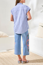 Load image into Gallery viewer, Colour Stitch Cap Sleeve Shirt - Multi Blue (Tribal)
