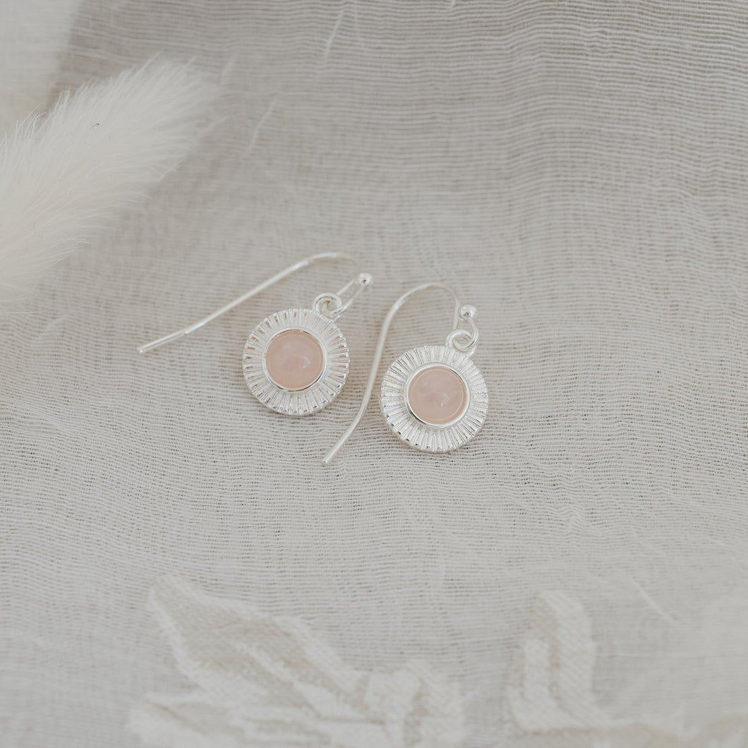 Lila Earrings - Silver Plated with Rose Quartz