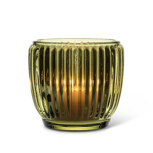 Small Ribbed Votive Holder - Moss
