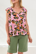 Load image into Gallery viewer, Printed V-Neck Ruffle Top -Wisteria (Tribal)
