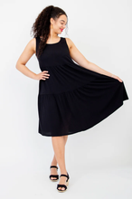 Load image into Gallery viewer, Juni Dress Linen Bamboo - Black (Blue Sky)
