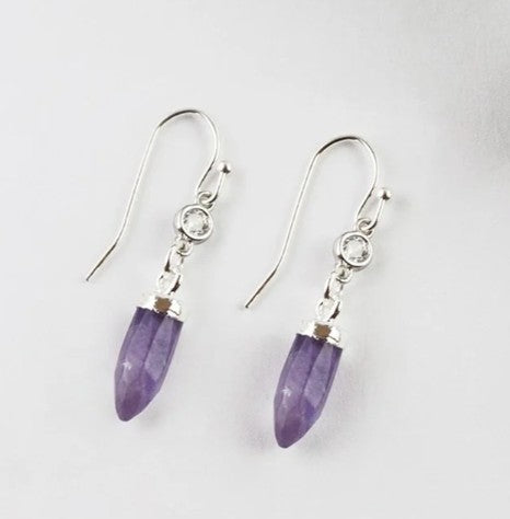 Naomi Earrings - Amethyst / Silver Plated (Wild Abandon)